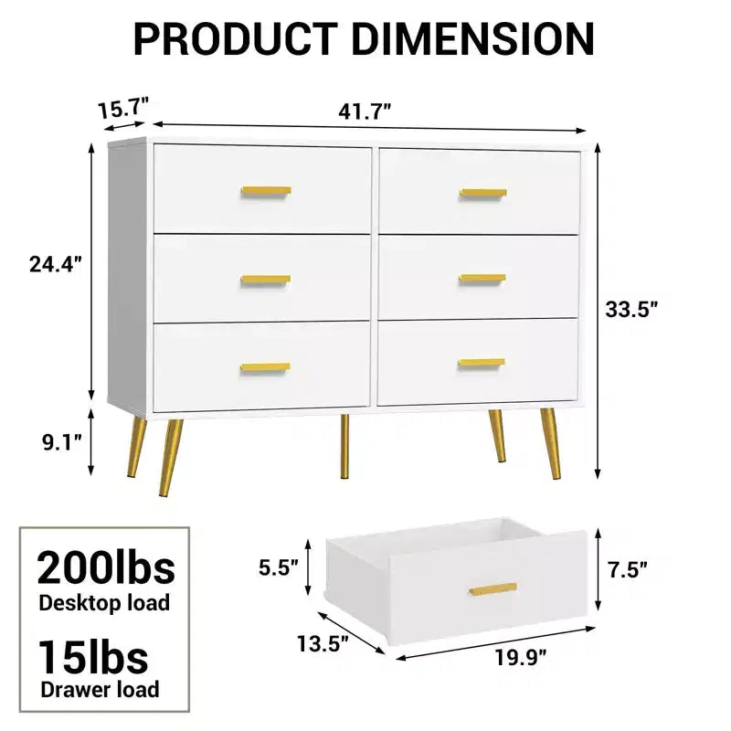 COZONY Console Table with 6 Drawers, Tall Dresser Chest of Drawers Tower Storage Organizer for Bedroom, Closet, Living Room, Hallway & Entryway