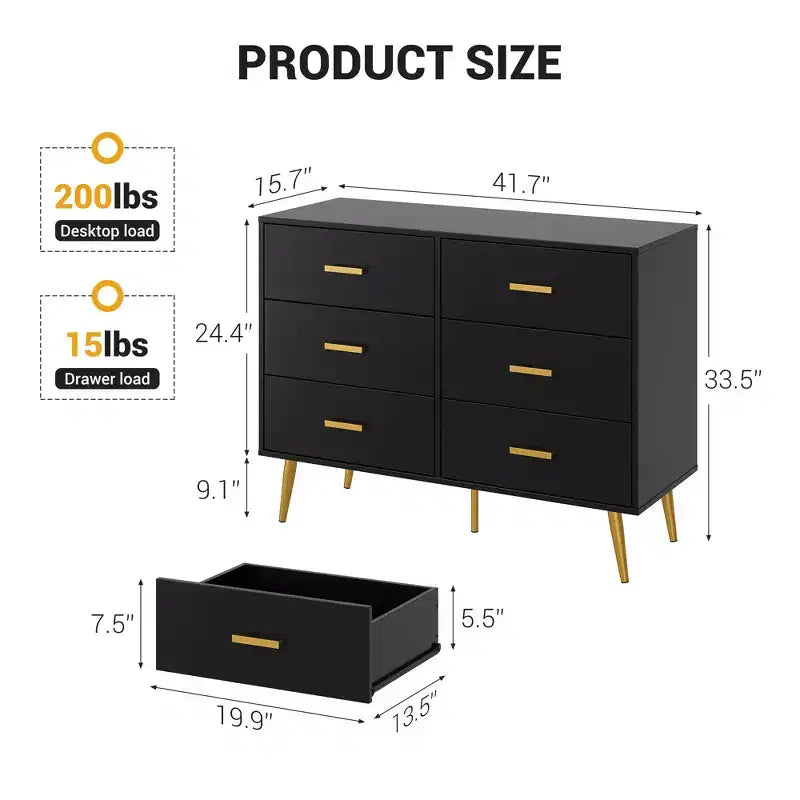 COZONY Console Table with 6 Drawers, Tall Dresser Chest of Drawers Tower Storage Organizer for Bedroom, Closet, Living Room, Hallway & Entryway