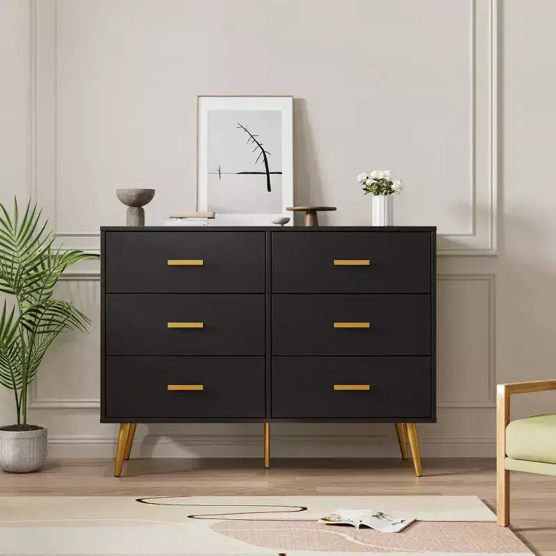 COZONY Console Table with 6 Drawers, Tall Dresser Chest of Drawers Tower Storage Organizer for Bedroom, Closet, Living Room, Hallway & Entryway