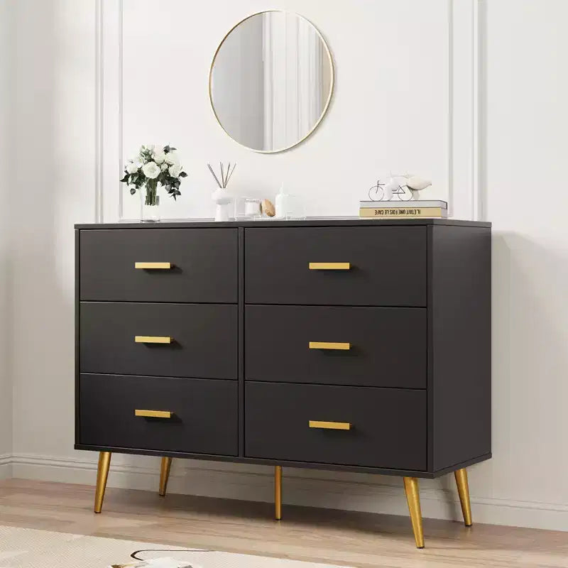 COZONY Console Table with 6 Drawers, Tall Dresser Chest of Drawers Tower Storage Organizer for Bedroom, Closet, Living Room, Hallway & Entryway