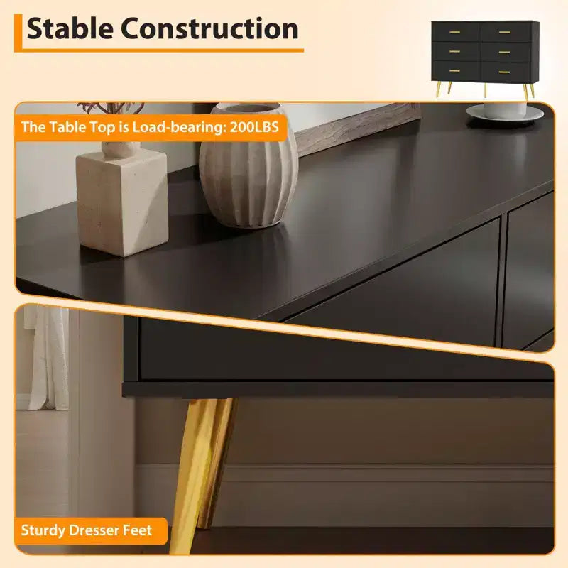 COZONY Console Table with 6 Drawers, Tall Dresser Chest of Drawers Tower Storage Organizer for Bedroom, Closet, Living Room, Hallway & Entryway