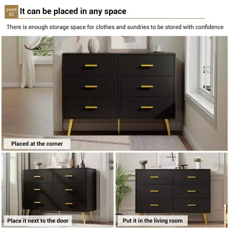 COZONY Console Table with 6 Drawers, Tall Dresser Chest of Drawers Tower Storage Organizer for Bedroom, Closet, Living Room, Hallway & Entryway