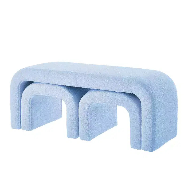 Three-Piece U-Shaped Modern Bench and Ottoman Set, Including a Small Sofa Ottoman, is Perfect for Placement in The Entryway or Bedroom.
