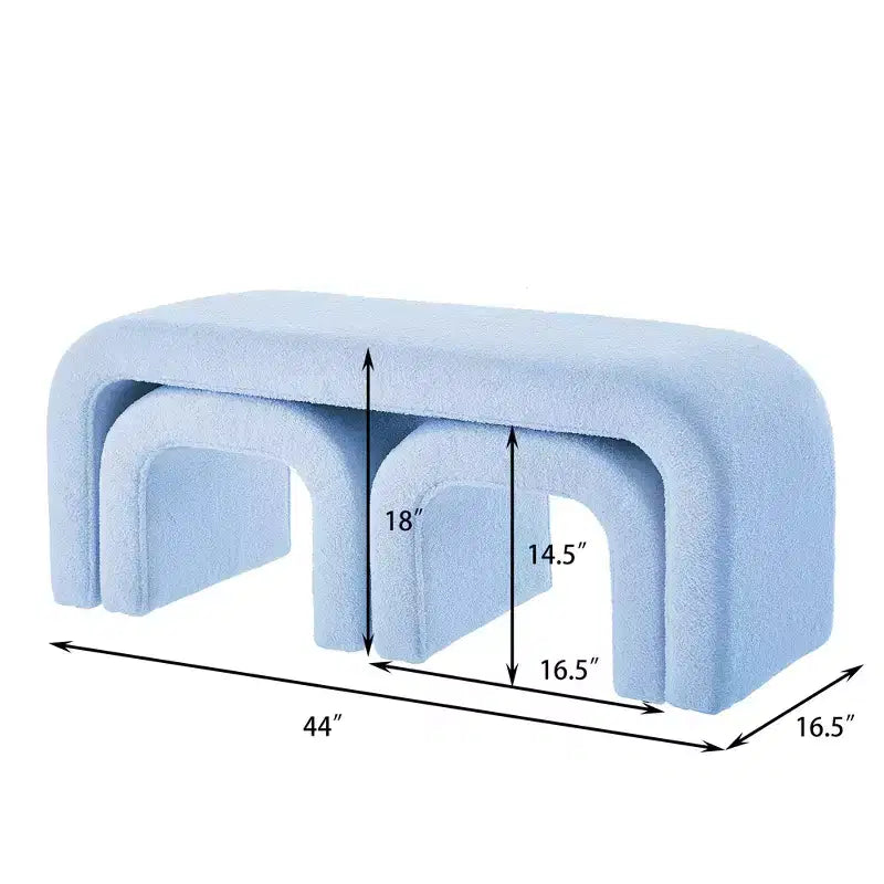 Three-Piece U-Shaped Modern Bench and Ottoman Set, Including a Small Sofa Ottoman, is Perfect for Placement in The Entryway or Bedroom.