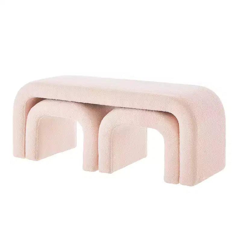 Three-Piece U-Shaped Modern Bench and Ottoman Set, Including a Small Sofa Ottoman, is Perfect for Placement in The Entryway or Bedroom.