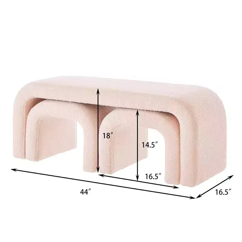 Three-Piece U-Shaped Modern Bench and Ottoman Set, Including a Small Sofa Ottoman, is Perfect for Placement in The Entryway or Bedroom.