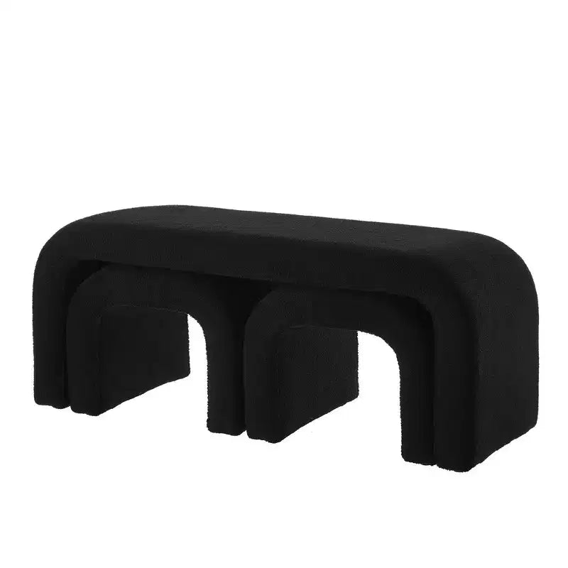 Three-Piece U-Shaped Modern Bench and Ottoman Set, Including a Small Sofa Ottoman, is Perfect for Placement in The Entryway or Bedroom.