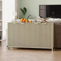 COZONY 55 Modern Fluted Buffet Cabinet with Storage, 4-Door Wooden Sideboard Credenza with Adjustable Shelf for Dining Room, Kitchen & Living Room