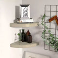 Corner Shelf Set of 2 Oak Honeycomb MDF, Metal 9.8x9.8x1.5 in