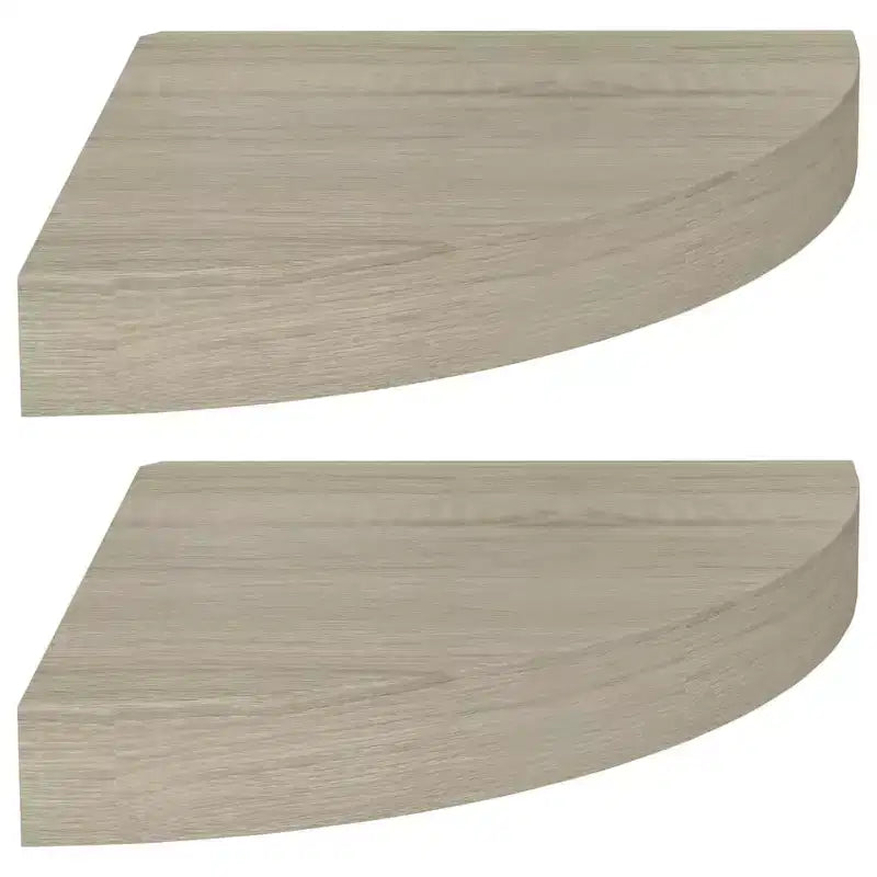 Corner Shelf Set of 2 Oak Honeycomb MDF, Metal 9.8x9.8x1.5 in