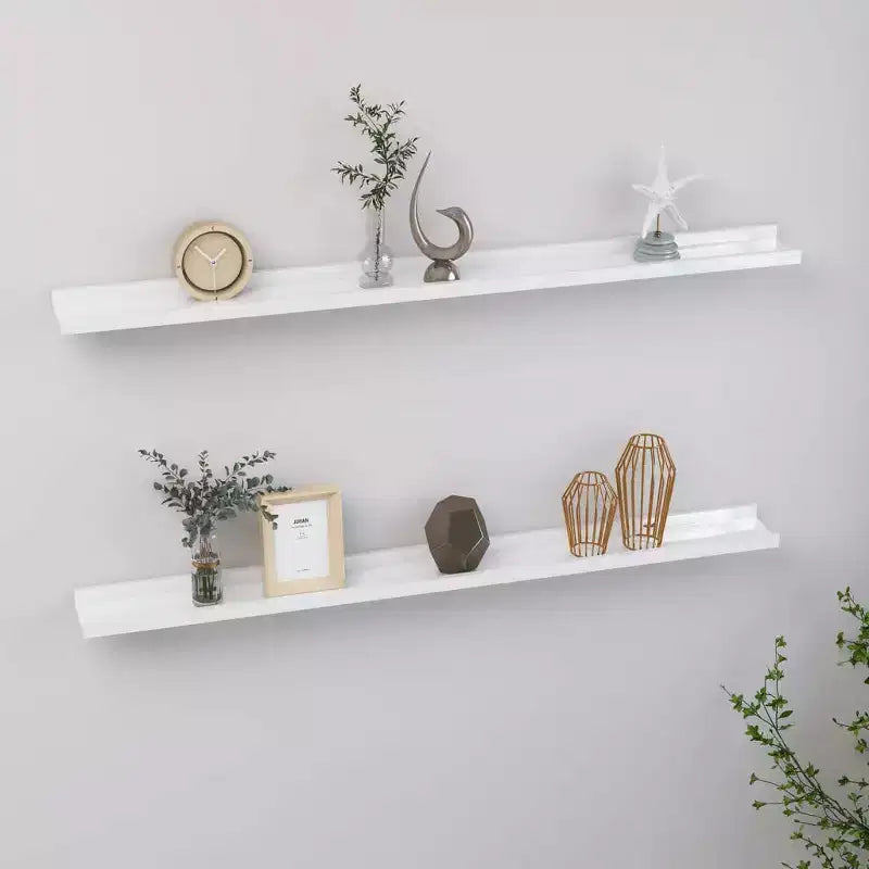 Wall Shelf Set of 2 High gloss white MDF Medium Wall mounting