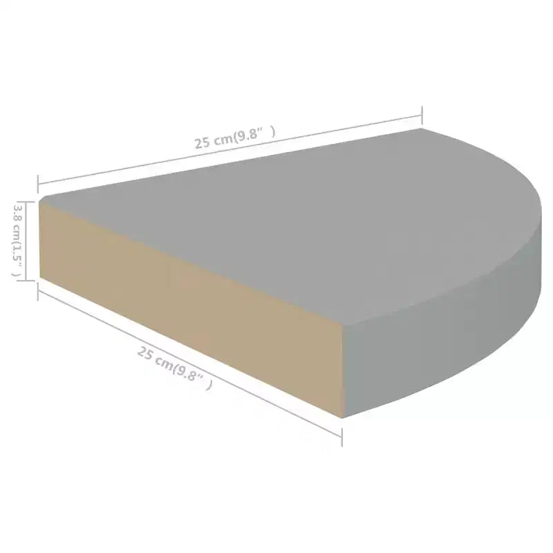Corner Shelf Set of 2 Gray Honeycomb MDF, metal 9.8x9.8 in