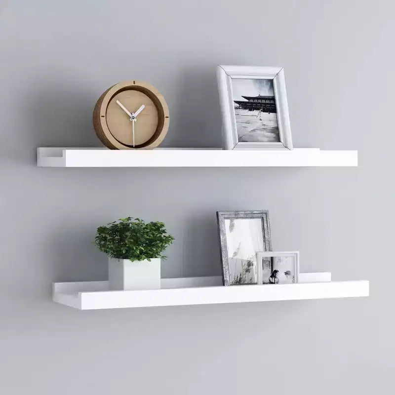 Frame Ledge Shelf Set of 2 White MDF 23.6 in x 3.5 in x 1.2 in