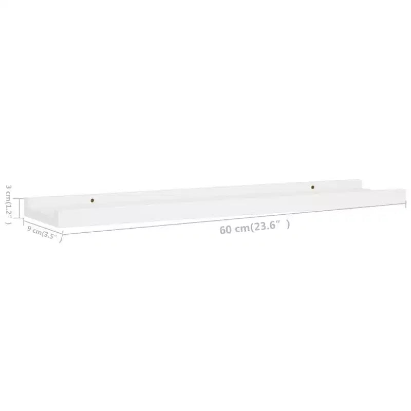 Frame Ledge Shelf Set of 2 White MDF 23.6 in x 3.5 in x 1.2 in