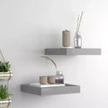 Wall Shelf Set of 2 Gray MDF 9.1x9.3x1.5 in Wall Shelf Square