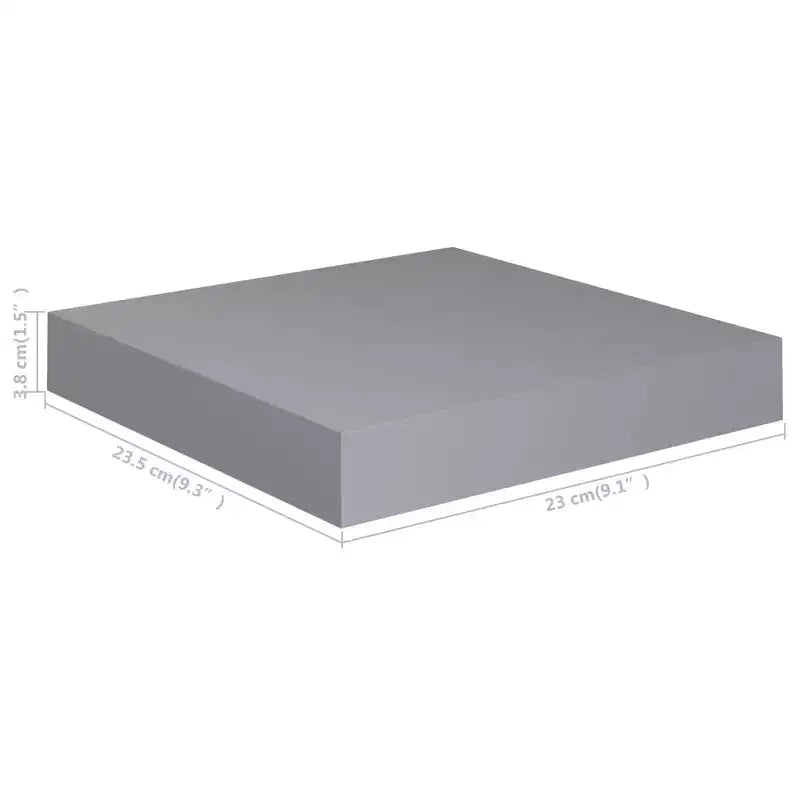 Wall Shelf Set of 2 Gray MDF 9.1x9.3x1.5 in Wall Shelf Square