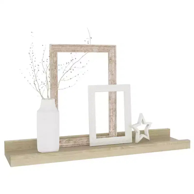 Wall Shelf Set of 2 Sonoma Oak MDF Medium Wall Shelf