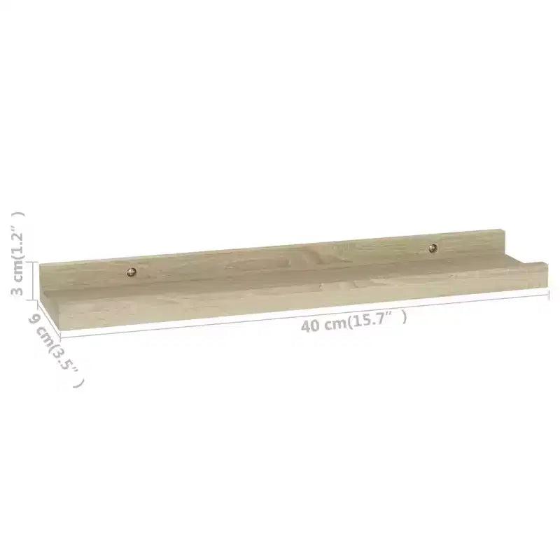 Wall Shelf Set of 2 Sonoma Oak MDF Medium Wall Shelf