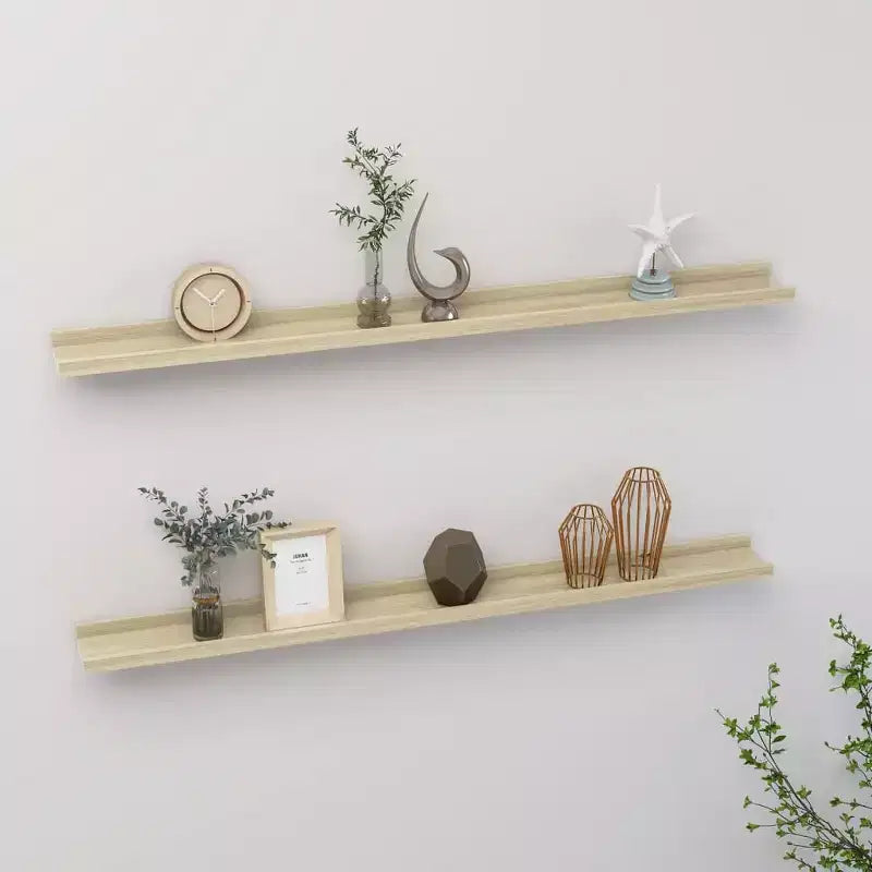 Wall Shelf Set of 2 Sonoma oak MDF Large Floating Shelf