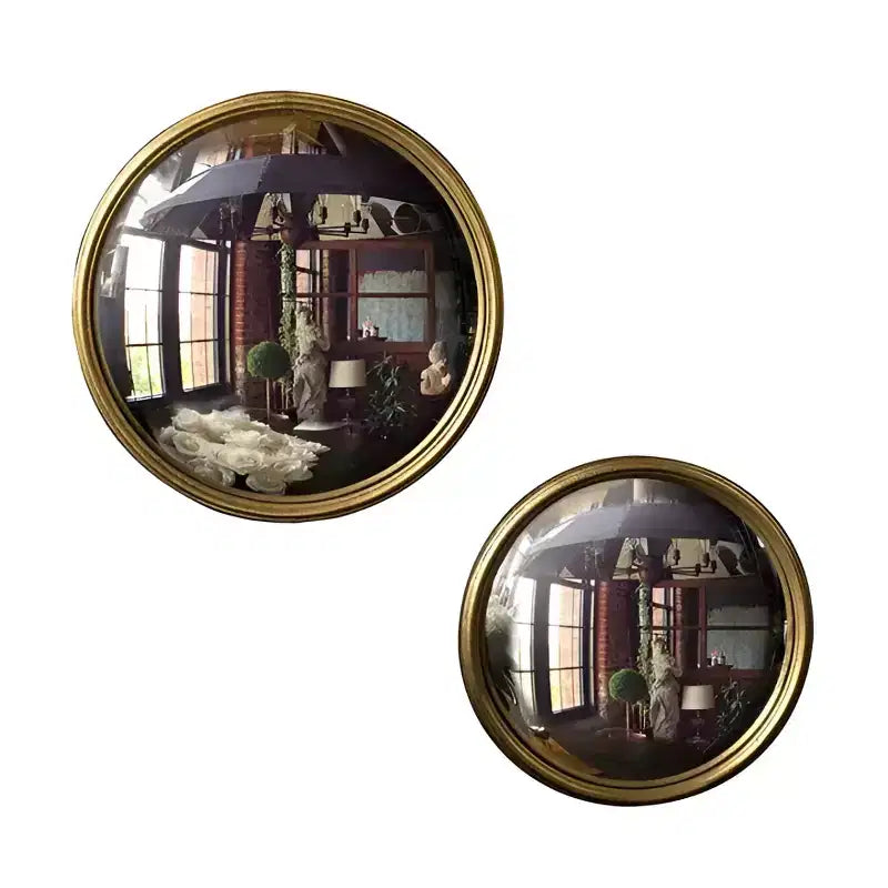 Slickblue Bull Convex Mirror Gold Leaf Metal Frame Decorative Mirror for Walls or Tabletop - X-Small/Small
