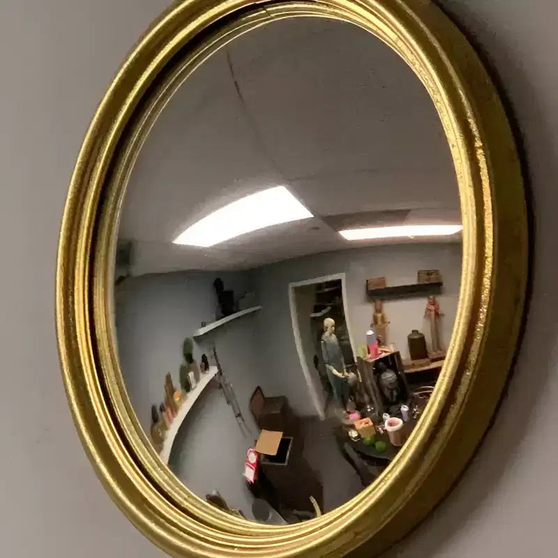 Slickblue Bull Convex Mirror Gold Leaf Metal Frame Decorative Mirror for Walls or Tabletop - X-Small/Small