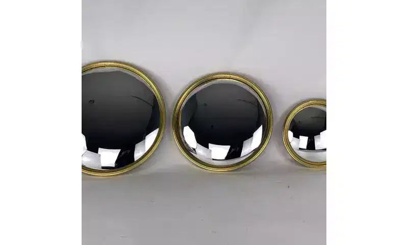 Slickblue Bull Convex Mirror Gold Leaf Metal Frame Decorative Mirror for Walls or Tabletop - X-Small/Small