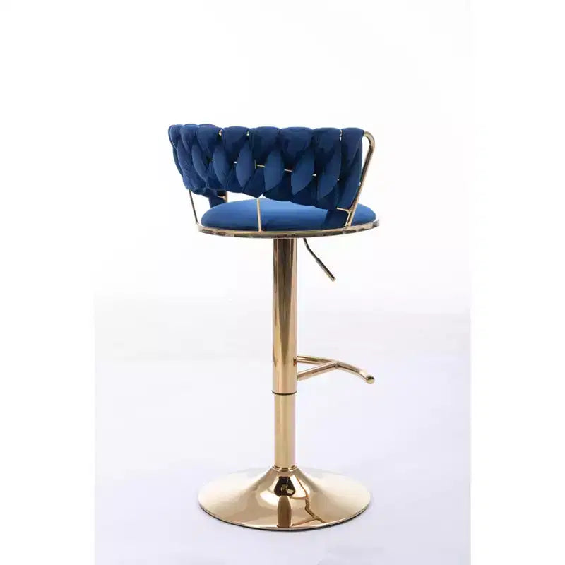 Okak Velvet Bar Stools with Chrome Footrest and Base Set of 2, Swivel Barstools with Adjustable Mechanical Lifting, Counter Height Stools