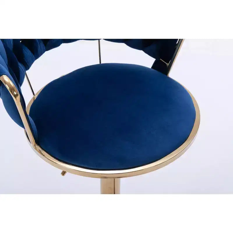 Okak Velvet Bar Stools with Chrome Footrest and Base Set of 2, Swivel Barstools with Adjustable Mechanical Lifting, Counter Height Stools