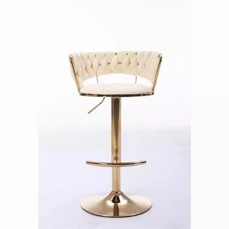 Okak Velvet Bar Stools with Chrome Footrest and Base Set of 2, Swivel Barstools with Adjustable Mechanical Lifting, Counter Height Stools