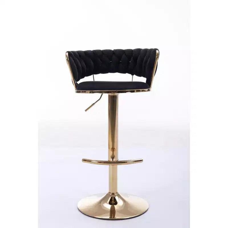 Okak Velvet Bar Stools with Chrome Footrest and Base Set of 2, Swivel Barstools with Adjustable Mechanical Lifting, Counter Height Stools