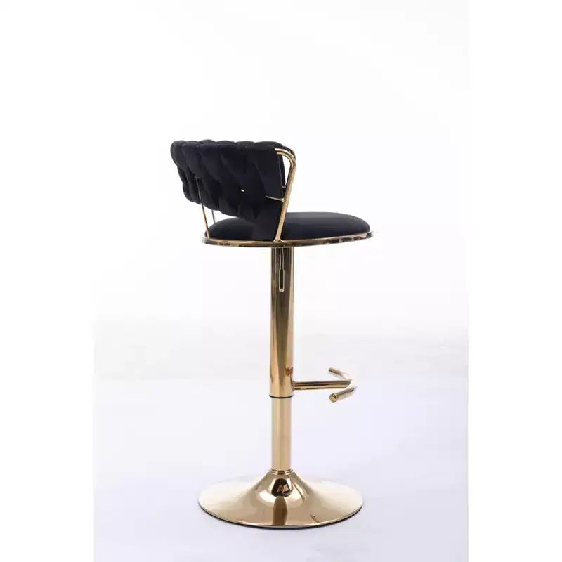Okak Velvet Bar Stools with Chrome Footrest and Base Set of 2, Swivel Barstools with Adjustable Mechanical Lifting, Counter Height Stools