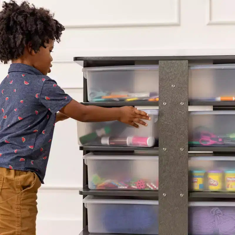 ECR4Kids 20-Compartment Mobile Storage Tower and 20 Cubby Bins, 5x4, Kids Furniture