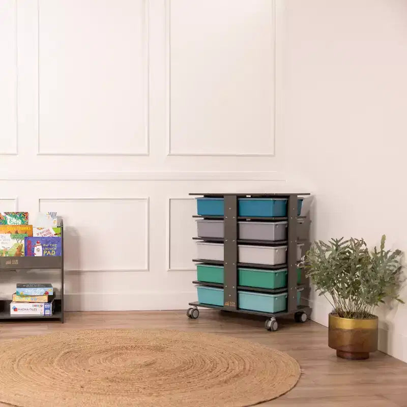 ECR4Kids 20-Compartment Mobile Storage Tower and 20 Cubby Bins, 5x4, Kids Furniture