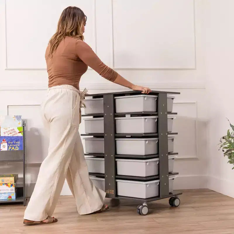 ECR4Kids 20-Compartment Mobile Storage Tower and 20 Cubby Bins, 5x4, Kids Furniture