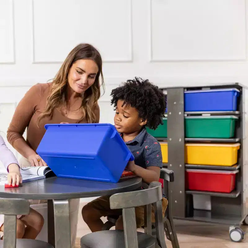 ECR4Kids 20-Compartment Mobile Storage Tower and 20 Cubby Bins, 5x4, Kids Furniture