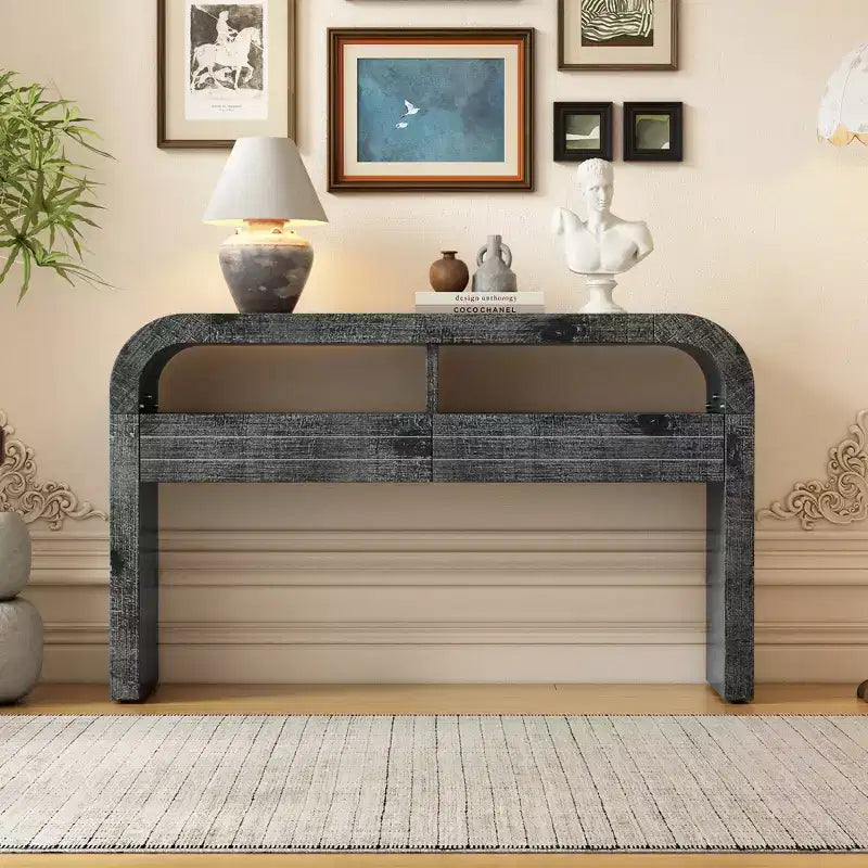 Console Tables for Entryway, Rustic Entryway Table with 2 Drawers, Curved Design Slim Entryway Table for Home Office Foyer Hallway Entry Way