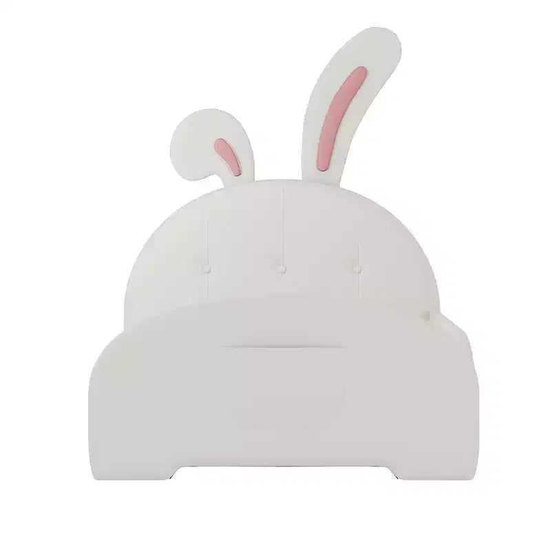 Twin Size Upholstered Bed, Rabbit Shape Princess Bed Frame for Boys and Girls, Twin Size Platform Bed with Headboard and End Panel for Kids