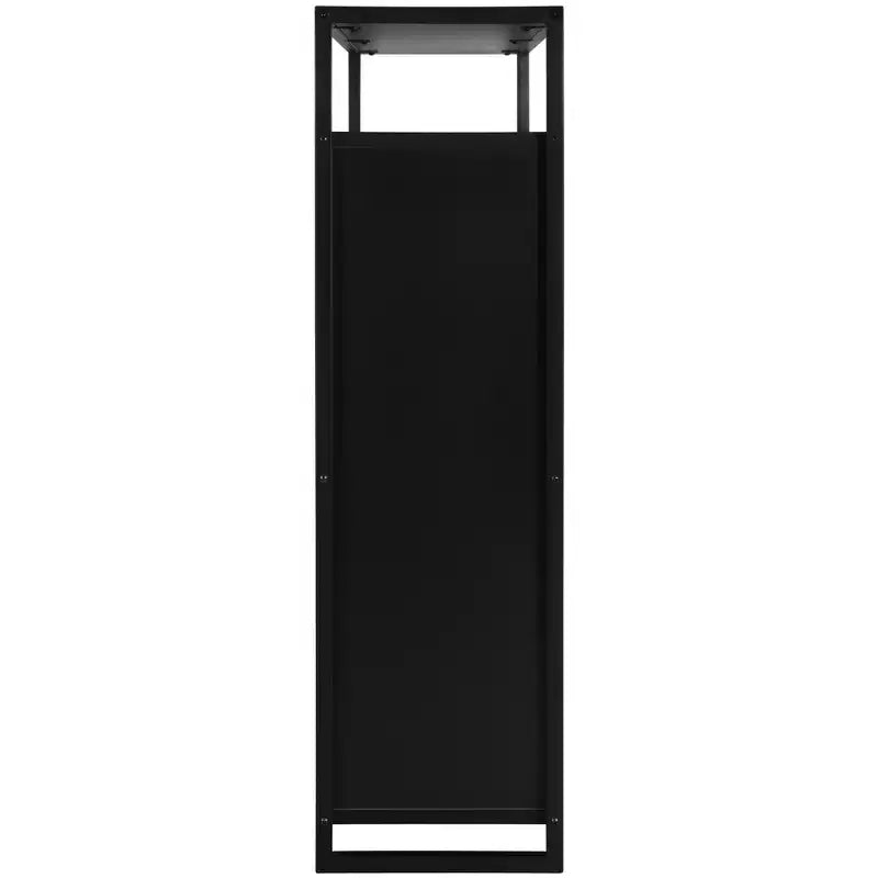 eHemco 2-Door Shoe Cabinet with 4 Shelves, Modern Storage Organizer, Black Metal Frame, 2 Flip Drawers