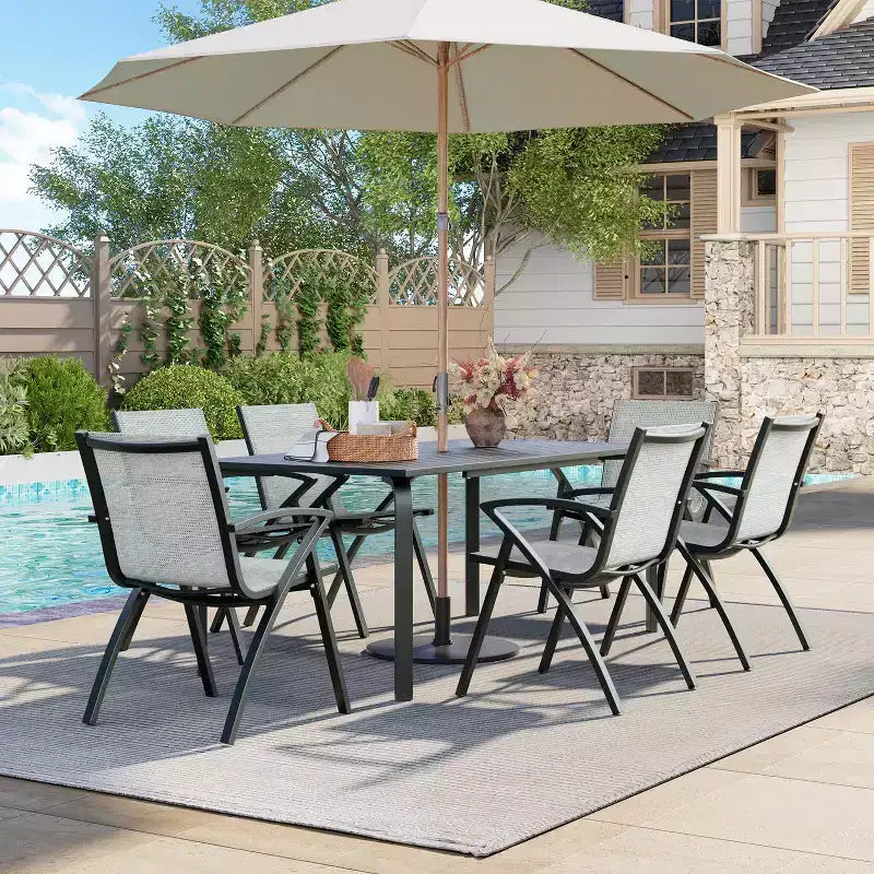 Marine-Grade Aluminum Patio Table,Modern Outdoor Dining Tablefor Restaurants, Backyards, Poolside