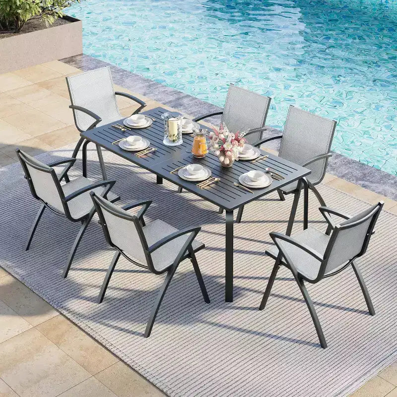 Marine-Grade Aluminum Patio Table,Modern Outdoor Dining Tablefor Restaurants, Backyards, Poolside