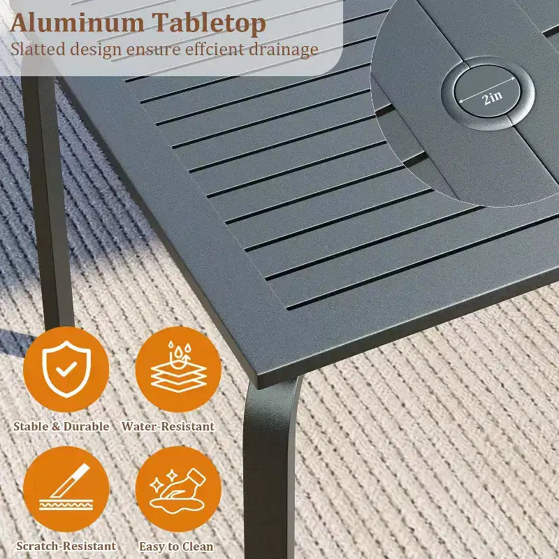Marine-Grade Aluminum Patio Table,Modern Outdoor Dining Tablefor Restaurants, Backyards, Poolside