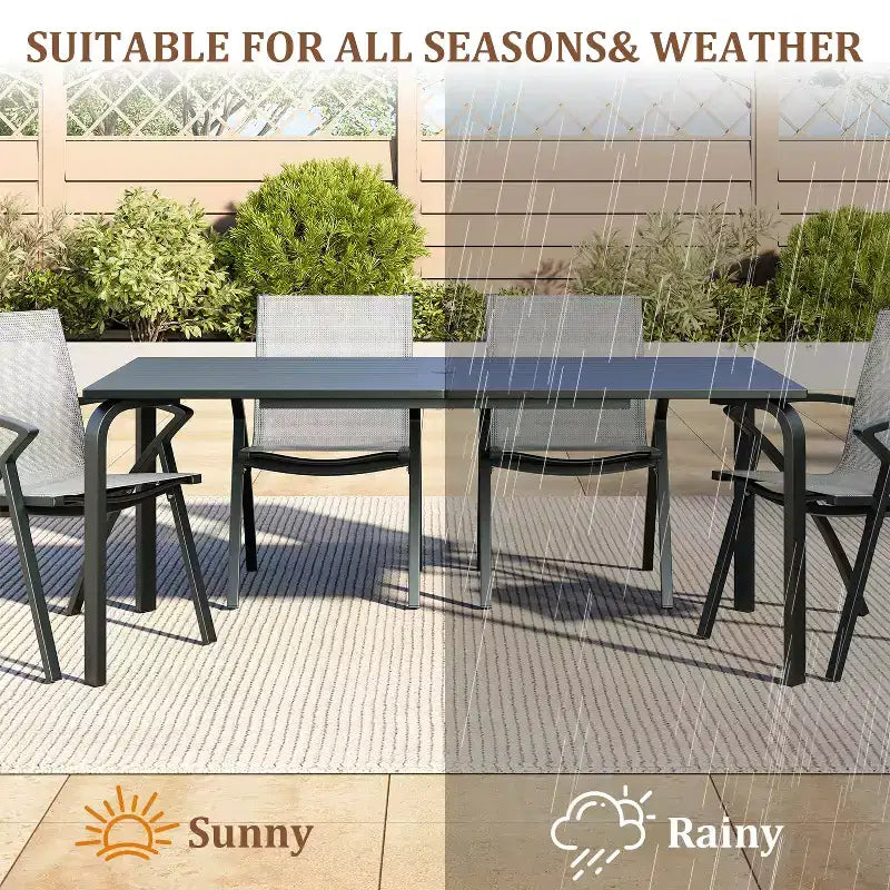 Marine-Grade Aluminum Patio Table,Modern Outdoor Dining Tablefor Restaurants, Backyards, Poolside