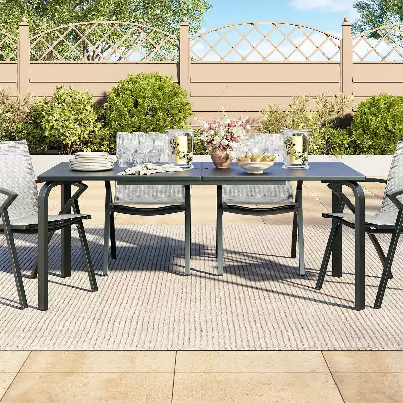 Marine-Grade Aluminum Patio Table,Modern Outdoor Dining Tablefor Restaurants, Backyards, Poolside