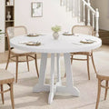 Round Dining Table for 4-6 People, 47 Inches Dining Room Table with Wooden Pedestal Base,(Table Only)