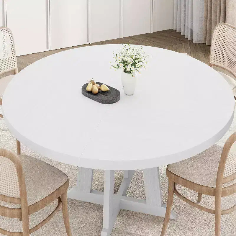 Round Dining Table for 4-6 People, 47 Inches Dining Room Table with Wooden Pedestal Base,(Table Only)