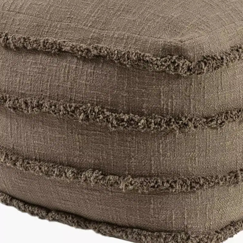 HomeRoots 18 Brown Cotton Striped Pouf Ottoman