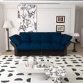 MAYEERTY 74.8 Queen Pull Out Sofa Bed, 3-in-1 Convertible Sleeper Tufted Sofa with 2 Soft Pillows Multifunctional Velvet Loveseat Bed Blue