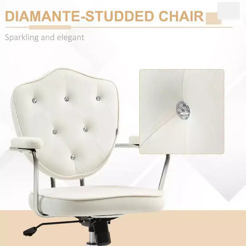 Cute Office Chair, Desk Chair with Button Tufted Velvet-feel Fabric, Swivel Computer Vanity Chair