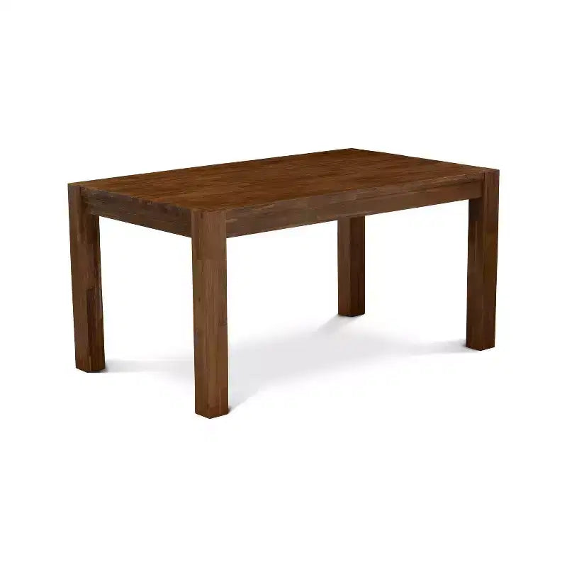 HomeStock 7-Piece Rectangle Natural Oak Finish Solid Wood Top Dining Table with 6 Parson Chairs