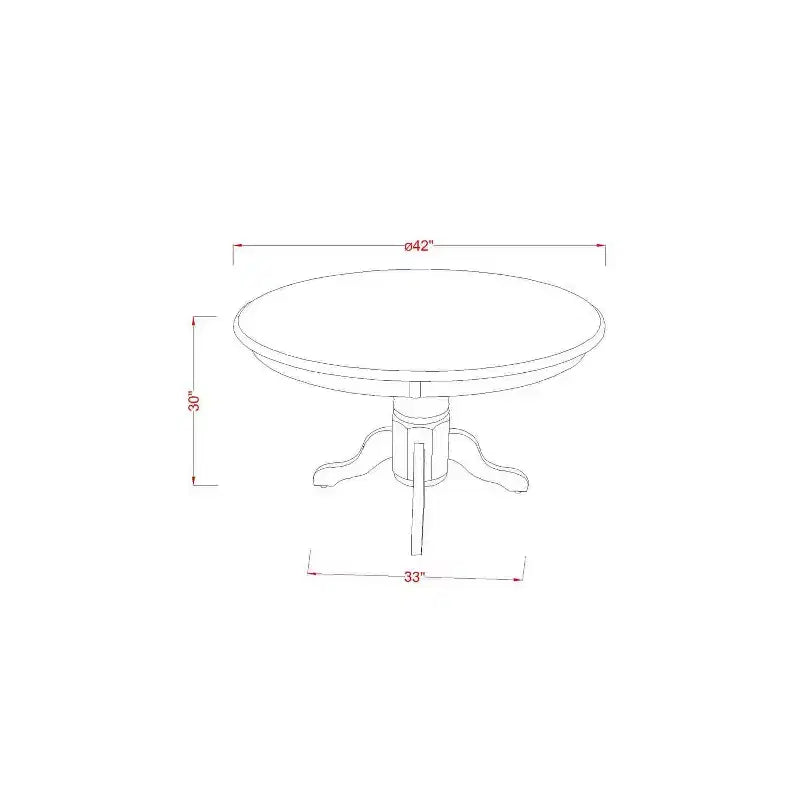 Round Dining Table Set 3pc 42 Inch Table w/ 2 Parsons Chairs - Eggnog PU Leather & Black Legs